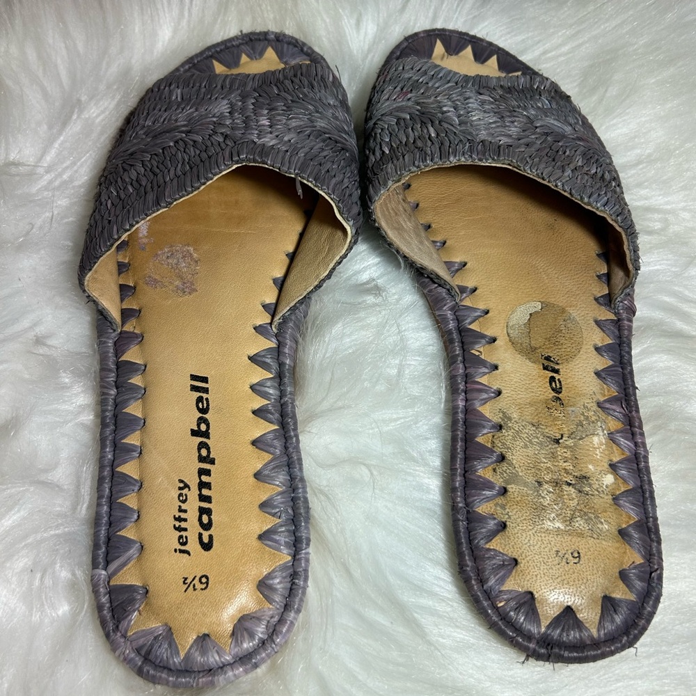JEFFREY CAMPBELL Dana Raffia Slide Sandals Purple Size 6.5 - Picture 7 of 8